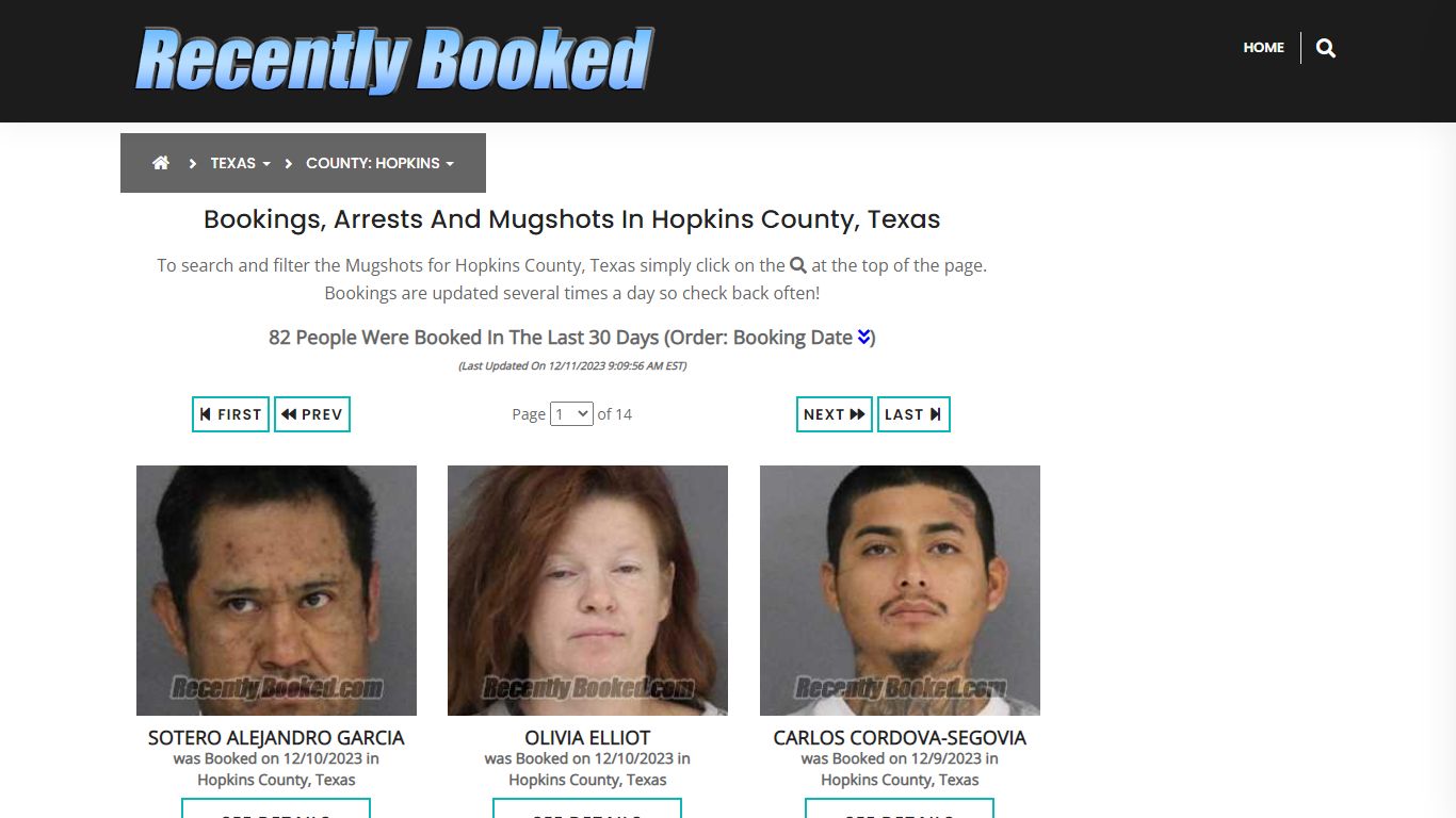 Recent bookings, Arrests, Mugshots in Hopkins County, Texas
